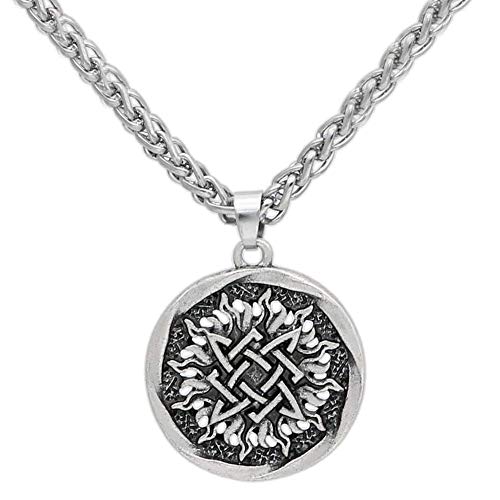 DFWY Herren Slawische Svarog Amulett Anhänger Wikinger Halskette, Nordic Pirate Skandinavischen Hohlen Sonnenrad, Mode Charme Mittelalter Heidnischen Schmuck von DFWY