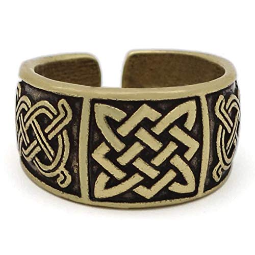 DFWY Viking Rune Slavic Symbole Herrenring, Vintage Charm Amulett Im Nordischen Punk-Stil, Handgefertigter Authentischer Nordischer Skandinavischer Heidnischer Schmuck (Color : Bronze) von DFWY