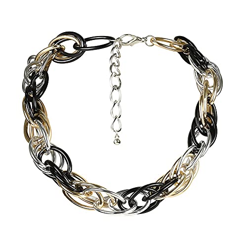 Frauen Übertrieben Chunky Chain Choker Halskette, Hip Hop Metal Geometrische Schwere Dicke Große Glieder Schlüsselbeinkette, Fashion Charm Statement Weiblichen Punk Schmuck (Color : Gold) von DFWY