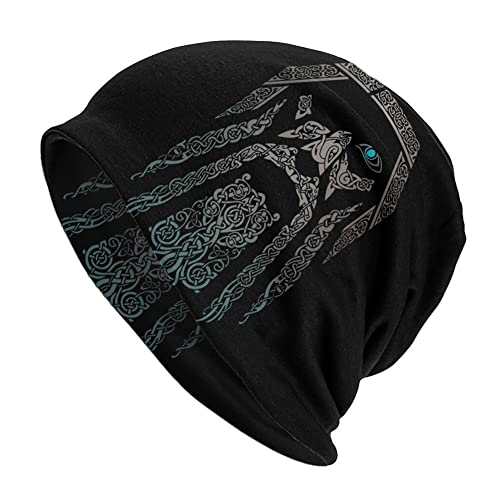 Viking Beanie Mütze Für Herren Damen, Nordischer Mythos Odin Gott Bedruckte Dünne Bonnet Slouchy Hüte, Unisex Outdoor Protection Fashion Soft Hip Hop Baggy Skull Cap von DFWY