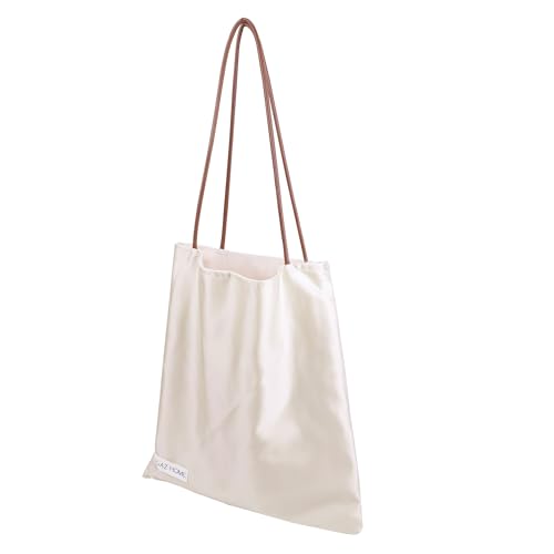 DGAZ Seide Designer Tasche für Damen, Luxus Handtasche Shopper mit Reißverschlusstasche, Groß Umhängetaschen Hobo Tasche (Craie) von DGAZ