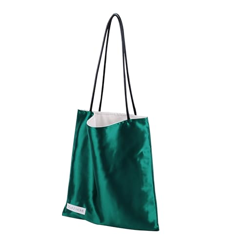 DGAZ Seide Designer Tasche für Damen, Luxus Handtasche Shopper mit Reißverschlusstasche, Groß Umhängetaschen Hobo Tasche (Vert Emeraude) von DGAZ