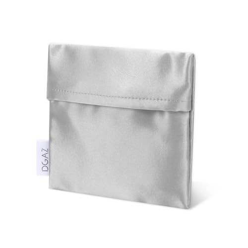 DGAZ Seide Menstruationstasche, Mädchen Period Bag für Slipeinlagen/Menstruationstassen/Kleine Tampons, Tragbare Tamponhalter Tasche, Mini Make-up Tasche für Frauen (Gris Perle) von DGAZ