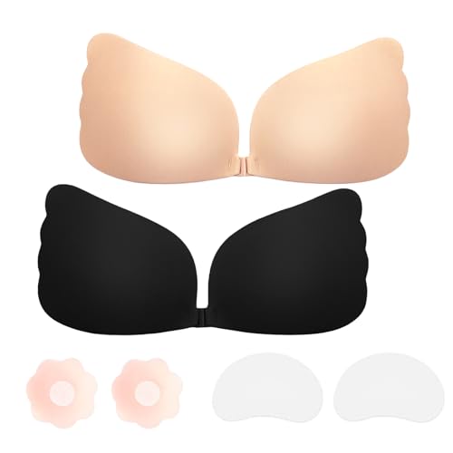 DGMI Klebe Push Up BH, 2 Stück Klebe BH zum Kleben, Klebe BH Wiederverwendbar mit 2 Paar Nippelpads für Rückenfreies Kleid und Brautkleid von DGMI