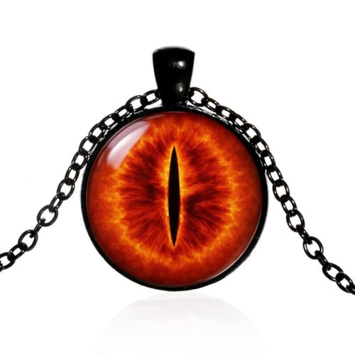 DGP Halskette mit Saurons Auge-Anhänger – Dark Fantasy für Männer und Frauen | Schwarze Kette mit mystischem Feuer-Anhänger | Vom Herrn der Ringe inspirierter Schmuck von DGP