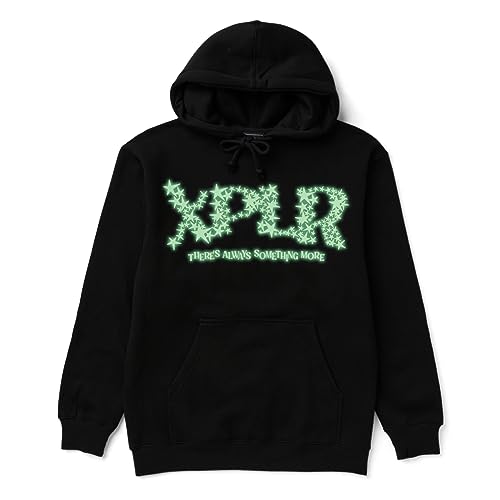 XPLR Glow In The Dark Stars Herren und Damen Universal Fleece Hoodie Tasche Kordelzug Pullover Kleidung, schwarz 2, M von DGSGSWTT