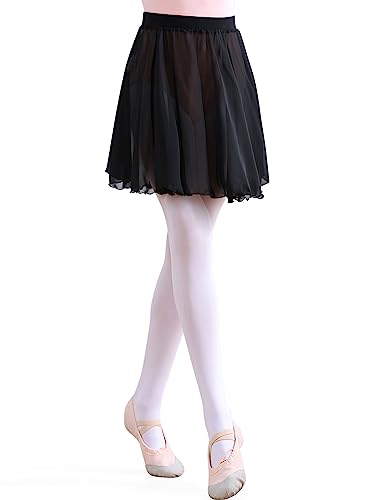 DGSHIRLDJO Ballettrock Wickelrock Tanz Rock Chiffon Elastischem Bund Ballettrock Ballett Tanz Dancewear für Mädchen und Damen (as3, Alpha, l, Regular, Regular, Schwarz) von DGSHIRLDJO