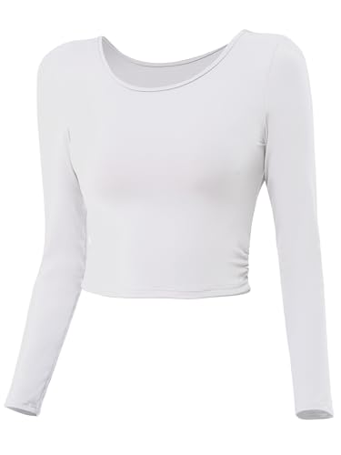 DGSHIRLDJO Damen Langarmshirt Rundhals Stretch Basic Langarmshirts Oberteile Damen Elegant Slim Crop Tops Y2k Fashion Sexy Langarm T-Shirt von DGSHIRLDJO