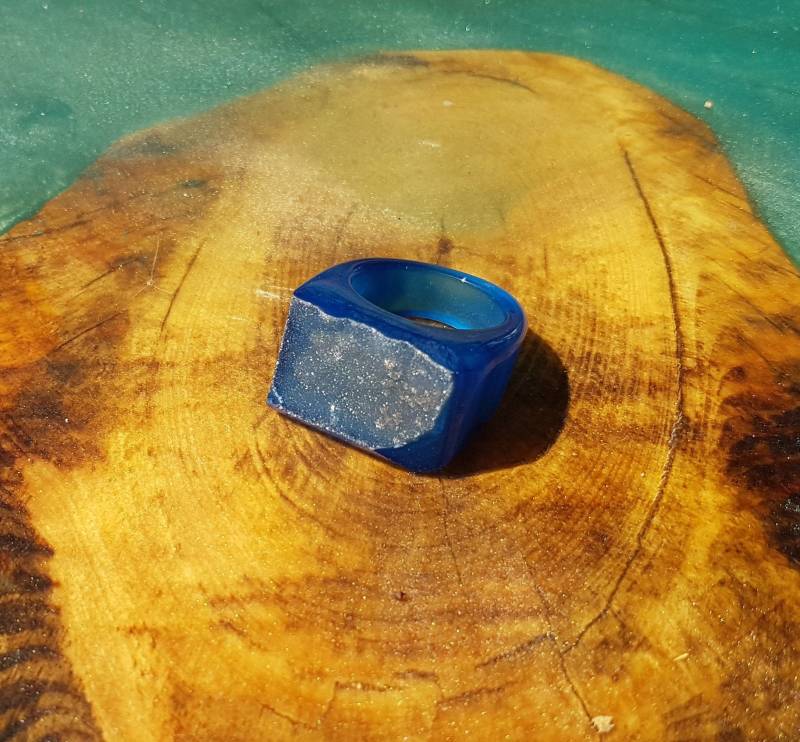 Achat Ring Größe 20 Achatring Achatschmuck Dunkelblau Achatdruse Drusenachat Steinring Edelsteinring Blau Stein Druse Männerschmuck Männer von DGSchmuckdesign