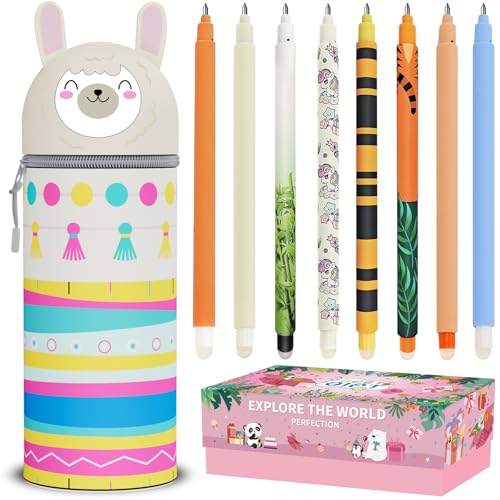 2-in-1 Weiche Silikontasche - Kawaii Federmäppchen, mäppchen - Cartoon Federmäppchen, Stand Up Federmäppchen, Tier Stifthalter, Stifte Mäppchen, Stifthalter Bleistifttasche Mädchen Junge (Kit 3) von DGTSYAL