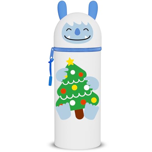 DGTSYAL 2 in 1 Weiche Federmäppchen - Kawaii Tischstifthalter, Reißverschluss, Silikon, Stiftetasche Buntstifte Marker, Büro, Uni, niedlicher Schulbedarf, Tier-Stifthalter (Yeti) von DGTSYAL