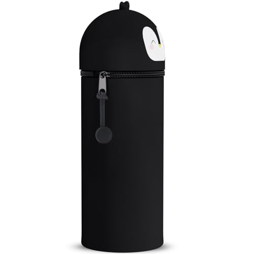 DGTSYAL 2-in-1 Weiche Federmäppchen - Kawaii mäppchen, Silikontasche, Stand Up Federmäppchen, Tier Stifthalter Bleistifttasche Mädchen Junge (Pinguin) von DGTSYAL