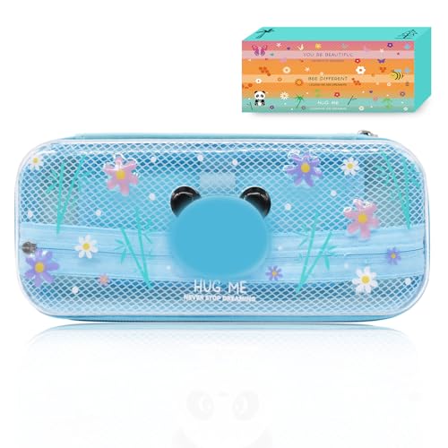 DGTSYAL Federmäppchen Wonderwow, Kawaii 2 Fächer und Stifthalter innen, Innenfach mit Netzstoff, Reißverschluss, Mäppchen Teenager Federmäppchen, für Schule Büro 23x11x5 cm (Panda) von DGTSYAL