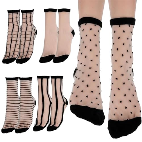 DGUSO 5 Paar Rüschen Socken Damen Socken Mit Rüschen Damen Rüschensocken der Stoff Ist Bequem und Atmungsaktiv und Eignet Sich für den Täglichen Gebrauch mit Kleidern, Röcken Oder Shorts im Sommer von DGUSO