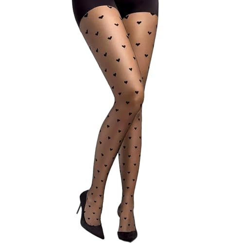 Strumpfhose Herzen Damen Strumpfhose Muster Schwarz Strumpfhose Mit Herzchen Schwarz Mesh Strümpfe Elastisch Hohe Taille Fischernetz Weihnachten Datum Eine Grösse Passt Allen von DGUSO