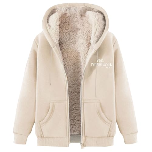DGZTWLL Fleecejacke Damen Kapuzenpullover Plüschjacke Damen Teddy-Fleece Warm Herbst Wintermantel Stilvoller Schaltflächen Fellmantel PlüSchjacke von DGZTWLL
