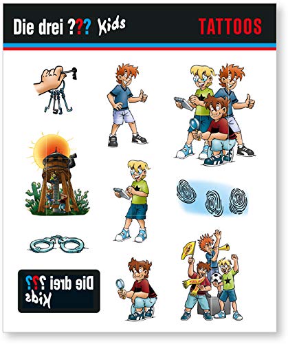 9-tlg. Tattoo-Set * DIE DREI ??? KIDS * als Mitgebsel oder Geschenk | 3 Fragezeichen Sticker Bilder Kinder Kindergeburtstag Geburtstag von DH-Konzept