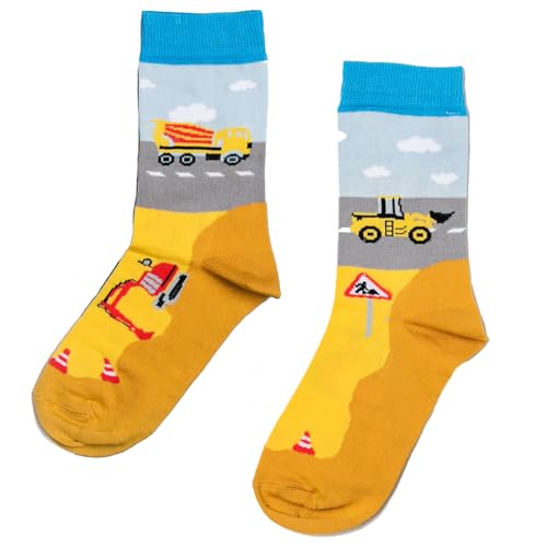 DH-Konzept Socken * BAUSTELLE * für Kinder | Strümpfe für kleine Bauarbeiter | Kinderstrümpfe, Größe: 30/31, 7-8 Jahre von DH-Konzept