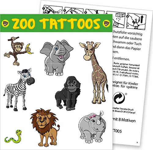 DH-Konzept: 8 Tattoo * Zoo & ZOOTIERE * für Kindergeburtstag und Mottoparty | Kinder Tattoos Tiere Party Set DH-Konzept: 8 Tattoo * Zoo & ZOOTIERE * für Kindergeburtstag und Mottoparty | Kinder Tattoos Tiere Party Set von DH-Konzept: