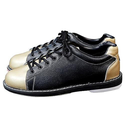 Bowling-Schuhe for Schnüren for Herren und Damen, leicht, atmungsaktiv, rutschfest, Bowling-Sneaker, Leder, Klassische Bowling-Schuhe for Anfänger (Color : Black, Size : 38 EU) von DHAEY