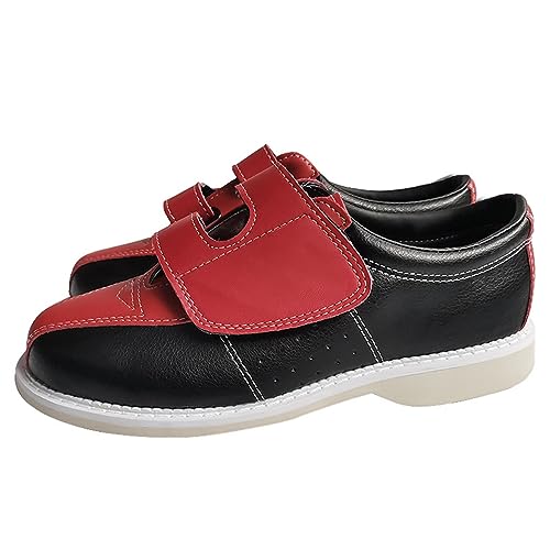 DHAEY Bowling-Schuhe, Leder, verschleißfest, Bowling-Turnschuhe, atmungsaktiv, leicht, weiches Leder, rutschfeste Trainingsschuhe (Color : Black and red, Size : 42 EU) von DHAEY