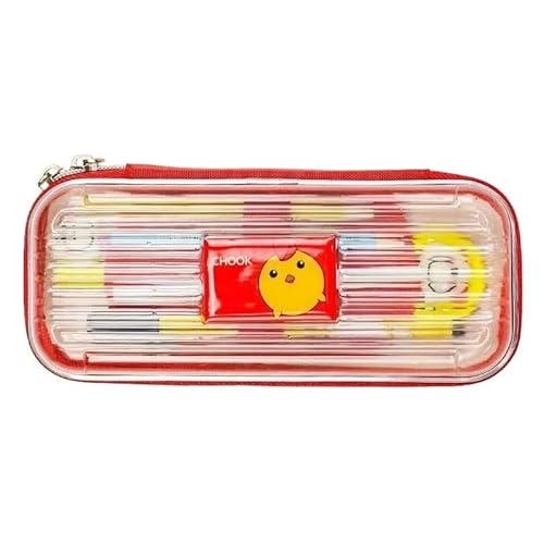 DHAEY PVC Kunststoff Bleistift Fall Schule Schreibwaren Lagerung Box Transparent Tier Stift Box Student Nette Stift Fall for Studenten Geschenke (Size : Chick) von DHAEY