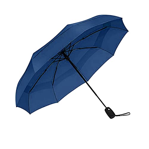DHAEY Regenschirm Sturmfest Automatik, Taschenschirm Automatik Sturmfest 9 Ribs, Sehr stark und Robust Sturm geschützt durch Doppelkappe, leicht & kompakt und stabil (Navy) von DHAEY