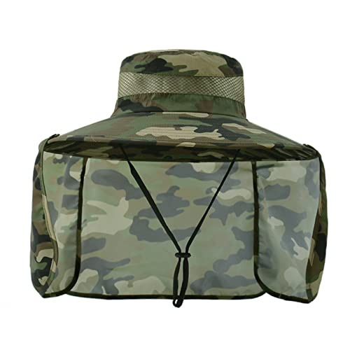 DHAEY Sonnenhut for Männer/Frauen, Camouflage-Bucket-Hut, UV-Schutz, wasserdichter Boonie-Hut for Angeln, Wandern, Klettern, Radfahren (Farbe : Camouflage Green, Size : One Size) von DHAEY