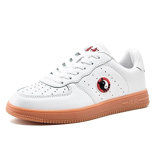 DHAEY Tai Chi Kampfsport-Sneaker, Leder, atmungsaktiv, Oxford-Sohle, rutschfest, professionelle Shaolin-Kungfu-Schuhe, Bequeme Low-Top-Sneaker (Color : White, Size : 44 EU) von DHAEY