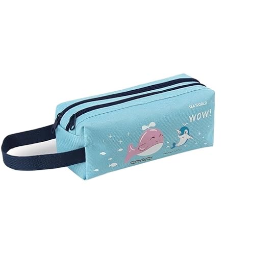 DHAEY Tragbare Doppel-Schicht Bleistift Fall Cartoon Bleistift Tasche Schule Liefert Speicher Tasche Student Stift Fall Kawaii Stift Tasche Kind schreibwaren (Color : Whale A3) von DHAEY