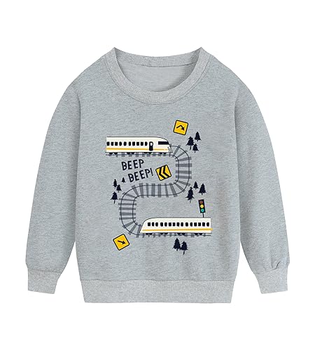 DHASIUE Baby Jungen Sweatshirts Baumwolle Tops Pullover Langarmshirts Kinder Jungen Winter Warme Streetwear Oberbekleidung Zug Grau 2 Jahre 92 von DHASIUE