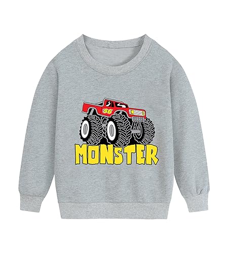 DHASIUE Baby Jungen Sweatshirts Pullover Kleinkind Langarmshirts Baumwolle Winter Oberbekleidung Kinder Jungen Tops Monster Truck Grau 2 Jahre 92 von DHASIUE