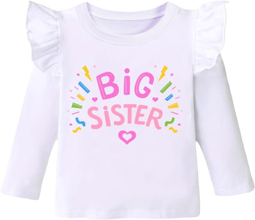 DHASIUE Big Sister Shirt für Kleinkind Baby Girl Outfits Promoted to Big Sis Ankündigung T-Shirt Kleinkind Mädchen Geschenke von DHASIUE