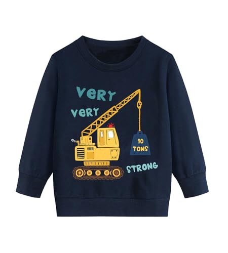 DHASIUE Kleinkind Jungen Sweatshirt Pullover mit Kran Langarmshirt Kinder Winter Baumwolle Shirt 92 von DHASIUE