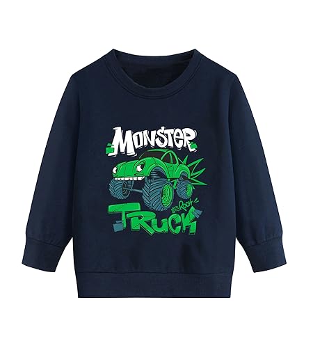 DHASIUE Jungen Sweatshirts Pullover Kleinkind Langarm Shirts Baumwolle Tops Winter Baby Jungen Dinosaurier Skateboard Monster Truck Blau 2 Jahre 92 von DHASIUE