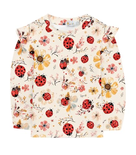 DHASIUE Mädchen Langarmshirt Ladybug Blumen Longsleeve Tshirt Winter Casual 4 5 Jahre Kinder Langarm Shirt Muster Pullover Rüsche Kurzarm Bluse Tops Gr.110 von DHASIUE
