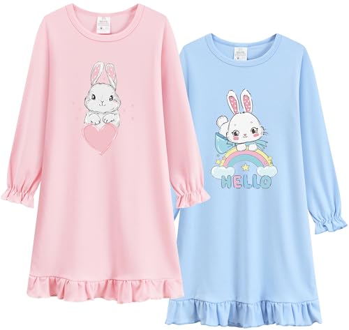 DHASIUE Mädchen Nachthemden Bunny Liebe Pyjamas für Mädchen Pyjamas Schlafanzug Kleinkind Schlafkleid Kleidung 3T 4T Gr.110 von DHASIUE