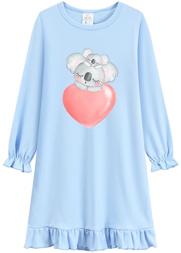 DHASIUE Mädchen Nachthemden Koala Pyjamas für Mädchen Schlafanzug Kleinkind Nachthemd Schlafkleid Kleidung 8 9 Jahre Gr.128 von DHASIUE