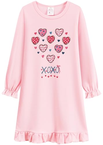 DHASIUE Valentine Mädchen Nachthemden Herz Pyjamas für Mädchen Schlafanzug Kleinkind Nachthemd Schlafkleid Kleidung 8 9 Jahre Gr.128 von DHASIUE