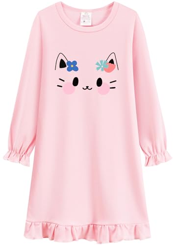 DHASIUE langärmelig-Schlafshirt Schlafanzug für Mädchen Gemütlich Kinder Schlafanzug Kleid Mädchen Nachthemd 6 Jahre Gr.122 von DHASIUE