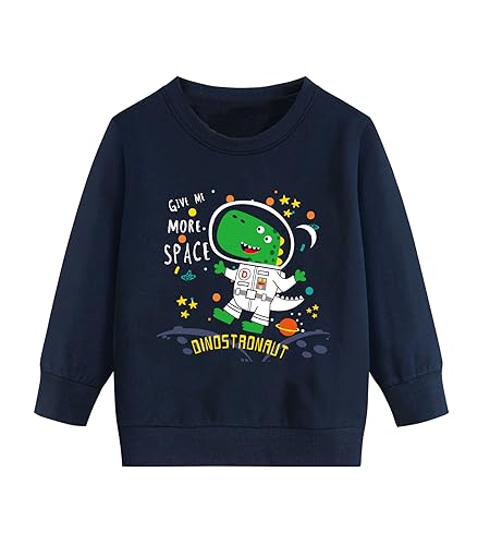 Jungen Sweatshirts Pullover Baumwolle Tops Cartoon Langarmshirts Kleinkind Kinder Jungen Winter Warme Activewear Raum Dinosaurier Blau 2 Jahre 92 von DHASIUE