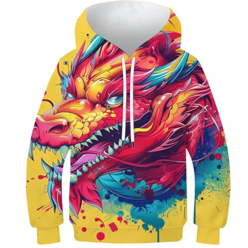 DHBANEIOK Drache Unisex Hoodie Herren Damen Kapuzenpullover 3D Druck Neuheit Pullover Langarm Drawstring Sweatshirt 12-14Y DHBANEIOK Drache Unisex Hoodie Herren Damen Kapuzenpullover 3D Druck Neuheit Pullover Langarm Drawstring Sweatshirt 12-14Y von DHBANEIOK