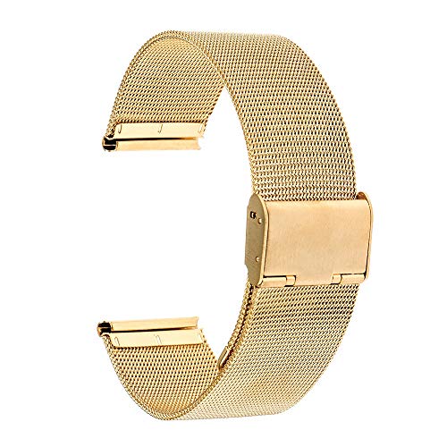 DHDHWL Universal-Uhrenarmband 16 mm 18 mm 20 mm 22 mm 24 mm Edelstahl Mesh Watch Band Armband Schwarz Rose Gold Silber #D von DHDHWL