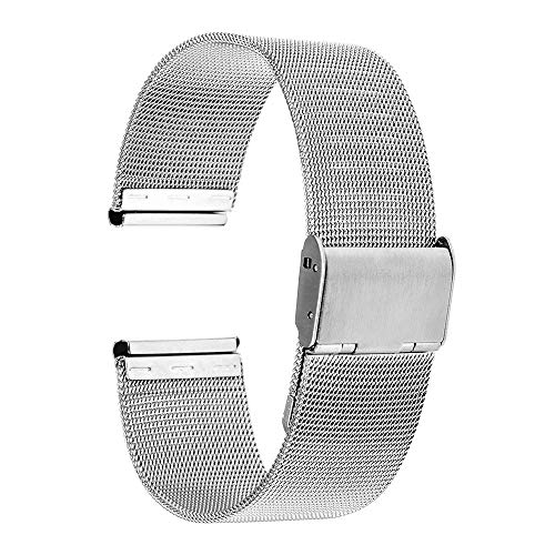 DHDHWL Universal-Uhrenarmband 16 mm 18 mm 20 mm 22 mm 24 mm Edelstahl Mesh Watch Band Armband Schwarz Rose Gold Silber #D von DHDHWL