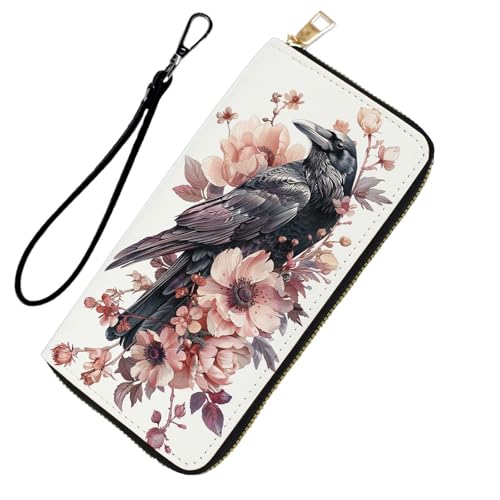 DHEEBFWE RFID-blockierende Geldbörse für Damen und Teenager-Mädchen, Leder-Handy-Clutch mit abnehmbarem Riemen, großes Fassungsvermögen, Kreditkartenhalter, ideale Reise-Geldbörse für Damen, Schwarze von DHEEBFWE