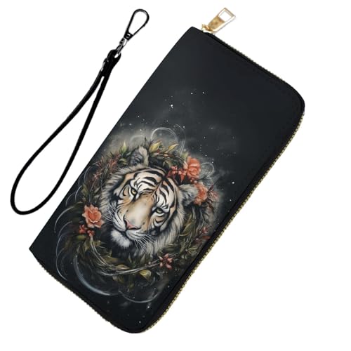 DHEEBFWE RFID-blockierende Geldbörse für Damen und Teenager-Mädchen, Leder-Handy-Clutch mit abnehmbarem Riemen, großes Fassungsvermögen, Kreditkartenhalter, ideale Reise-Geldbörse für Damen, Star von DHEEBFWE