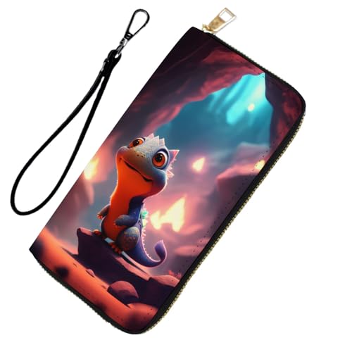 DHEEBFWE RFID-blockierende Geldbörse für Damen und Teenager-Mädchen, Leder-Handy-Clutch mit abnehmbarem Riemen, großes Fassungsvermögen, Kreditkartenhalter, ideale Reise-Geldbörse für Damen, Cartoon von DHEEBFWE