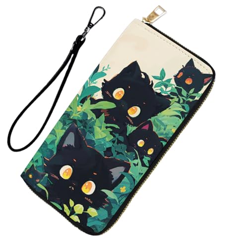 DHEEBFWE RFID-blockierende Geldbörse für Damen und Teenager-Mädchen, Leder-Handy-Clutch mit abnehmbarem Riemen, großes Fassungsvermögen, Kreditkartenhalter, ideale Reise-Geldbörse für Damen, Niedliche von DHEEBFWE