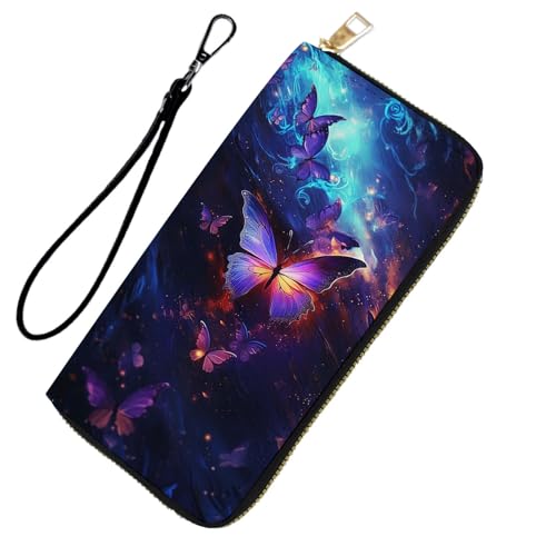 DHEEBFWE RFID-blockierende Geldbörse für Damen und Teenager-Mädchen, Leder-Handy-Clutch mit abnehmbarem Riemen, großes Fassungsvermögen, Kreditkartenhalter, ideale Reise-Geldbörse für Damen von DHEEBFWE