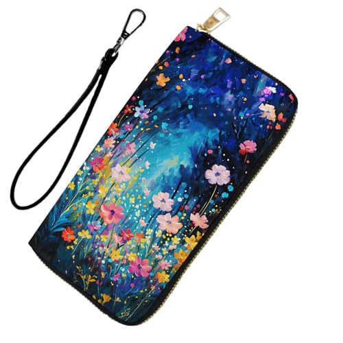 DHEEBFWE RFID-blockierende Geldbörse für Damen und Teenager-Mädchen, Leder-Handy-Clutch mit abnehmbarem Riemen, großes Fassungsvermögen, Kreditkartenhalter, ideale Reise-Geldbörse für Damen von DHEEBFWE